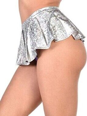 Dolls Kill x iHeartRaves Super Nova Holographic Mini Skirt Silver Size Large